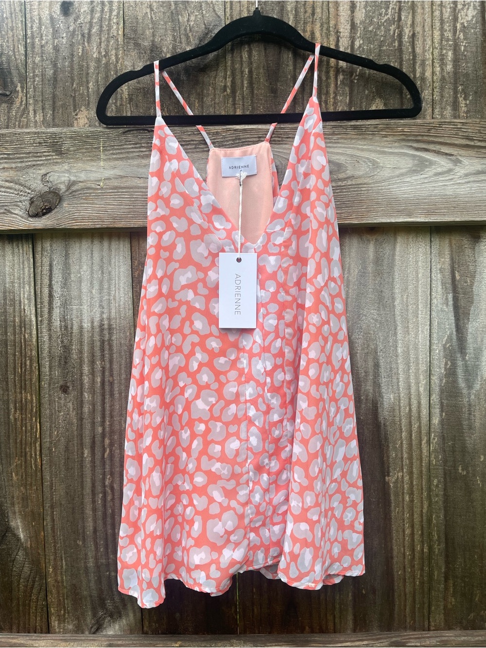 Adrienne Coral & White Spotted Cami Sundress size L NWT